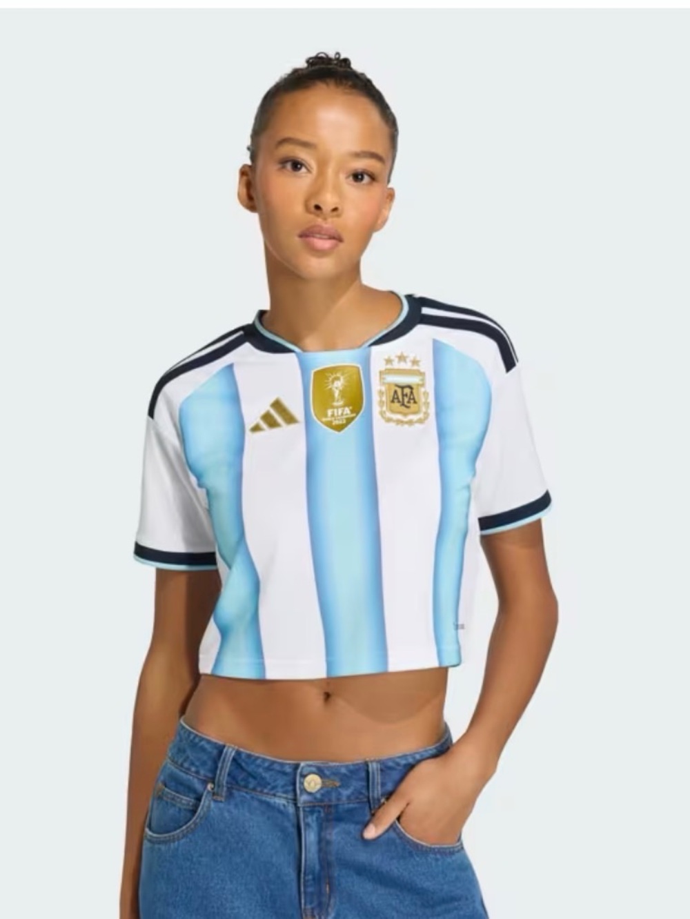 ARGENTINA 26 HOME CROPPED JERSEY Small NWOT